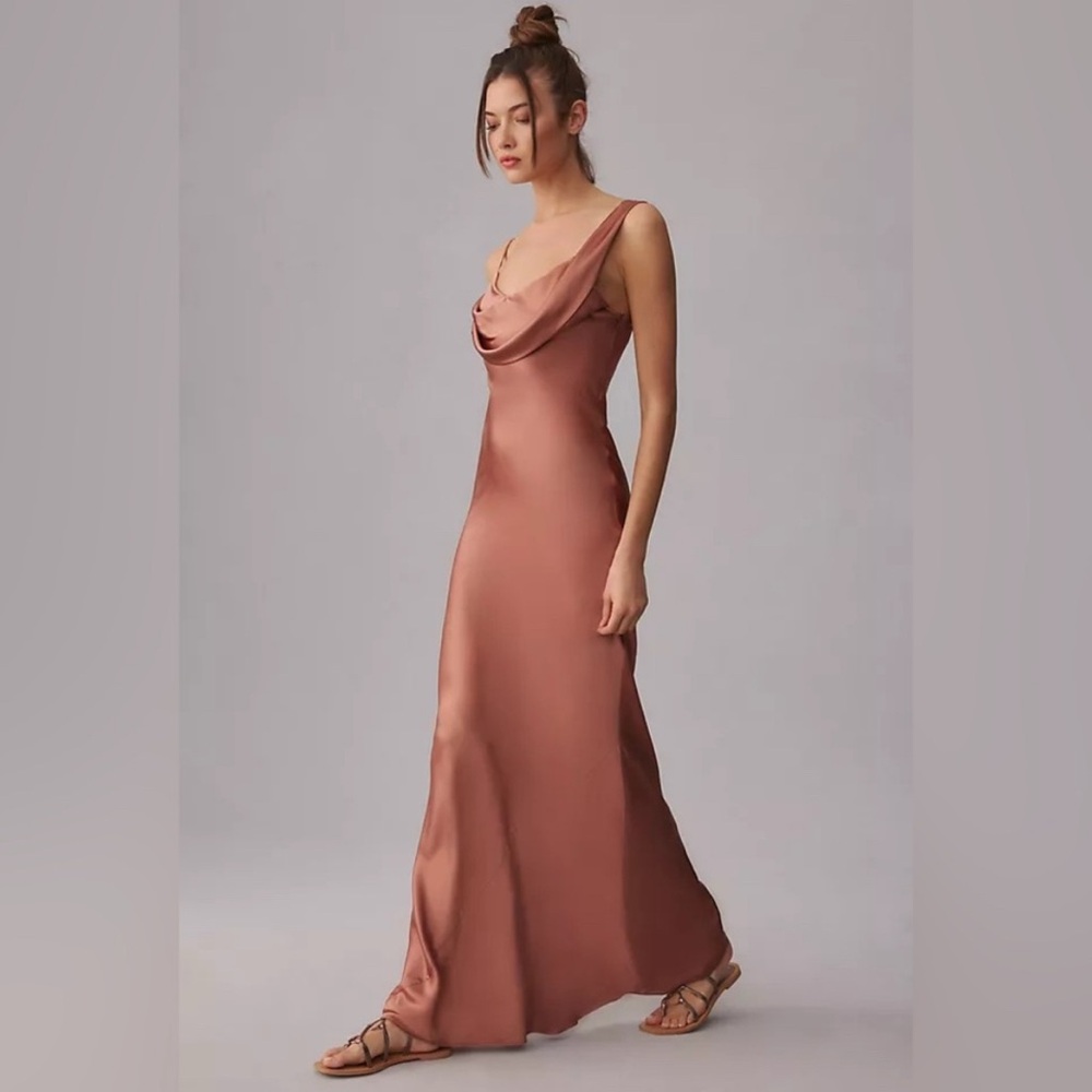 Reformation Ronda Silk Dress Size 8 - Praline